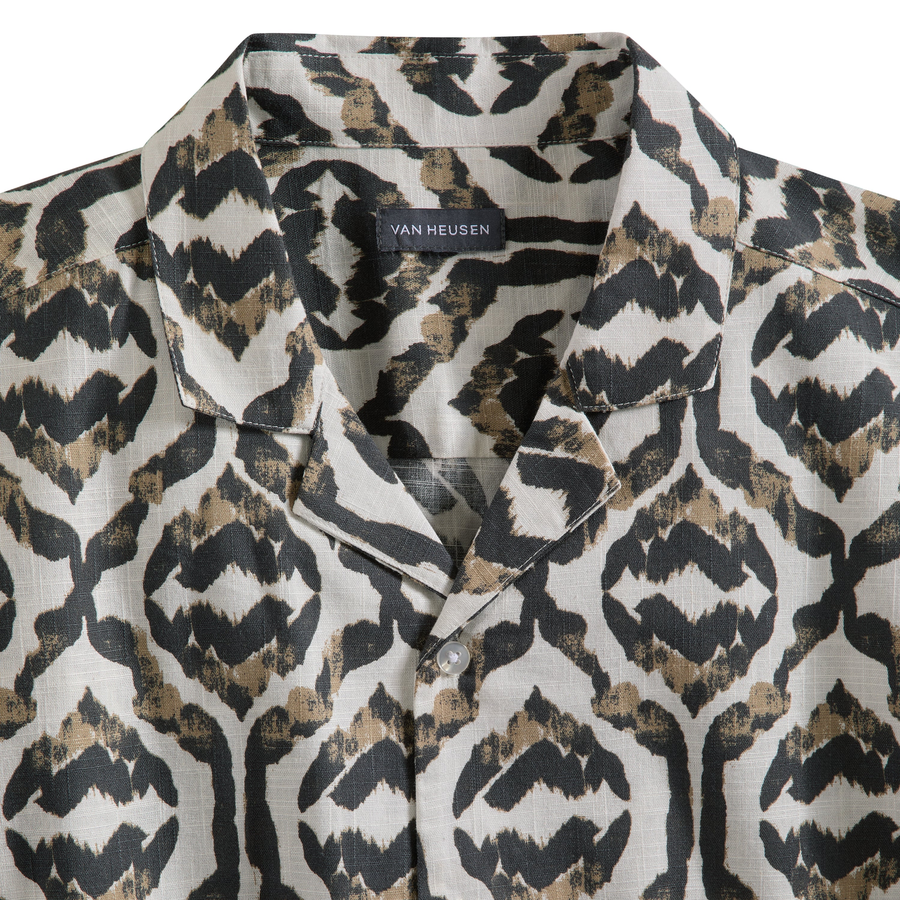 Ikat Print Texture Camp Shirt - Iron Gate