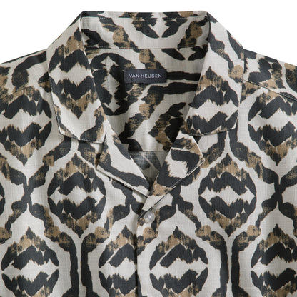 Ikat Print Texture Camp Shirt - Iron Gate