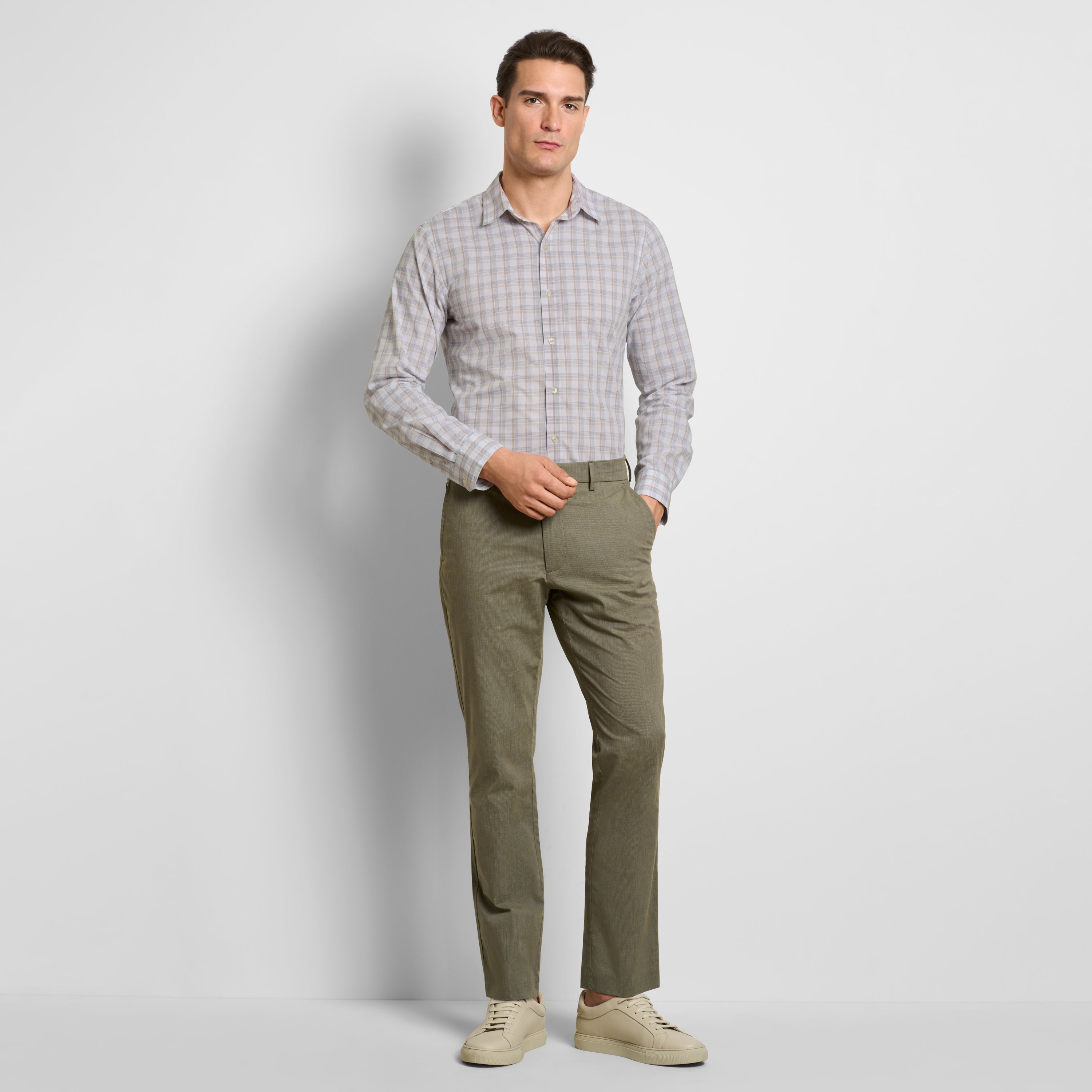 Wrinkle Free Long Sleeve Shirt Open Check