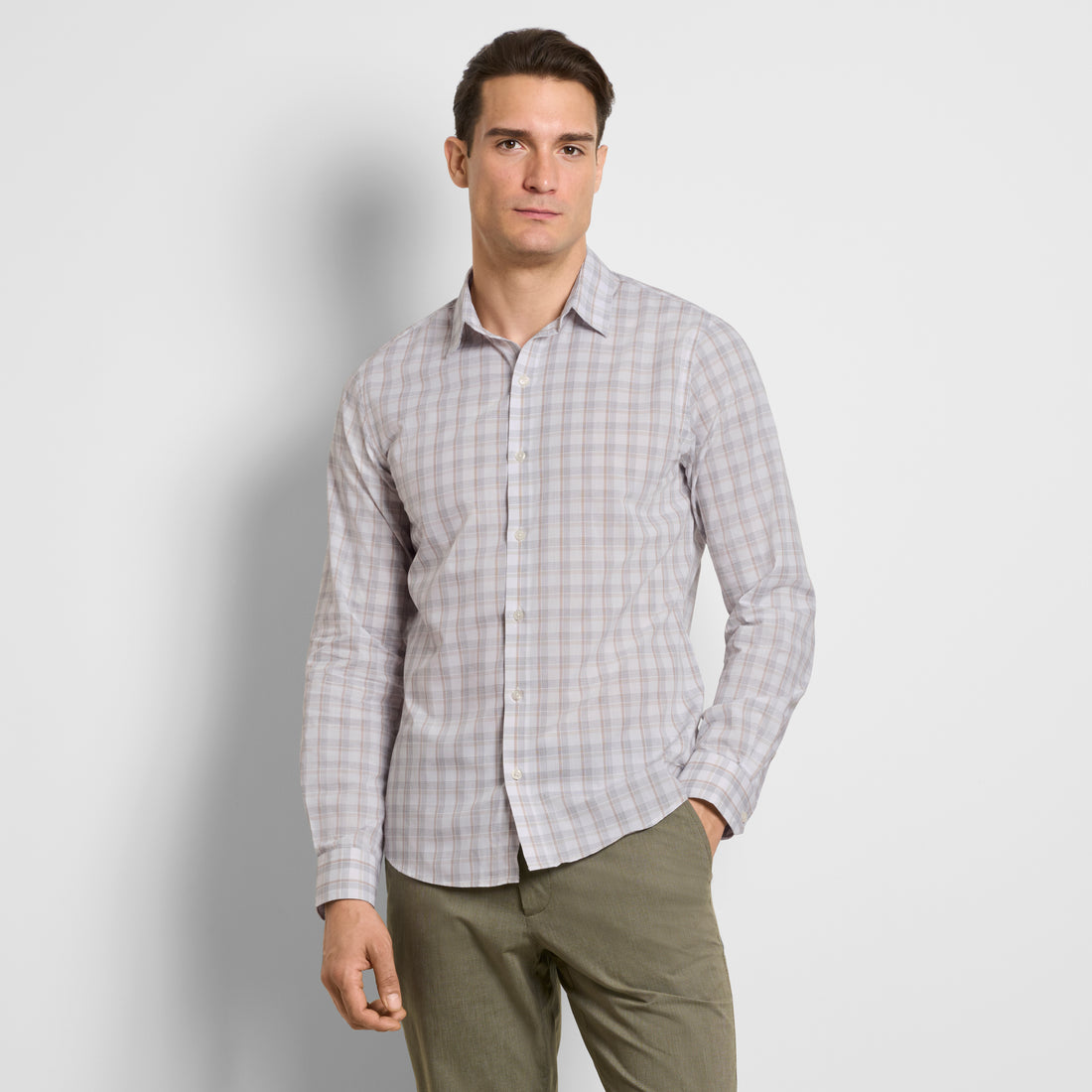 Wrinkle Free Long Sleeve Shirt Open Check