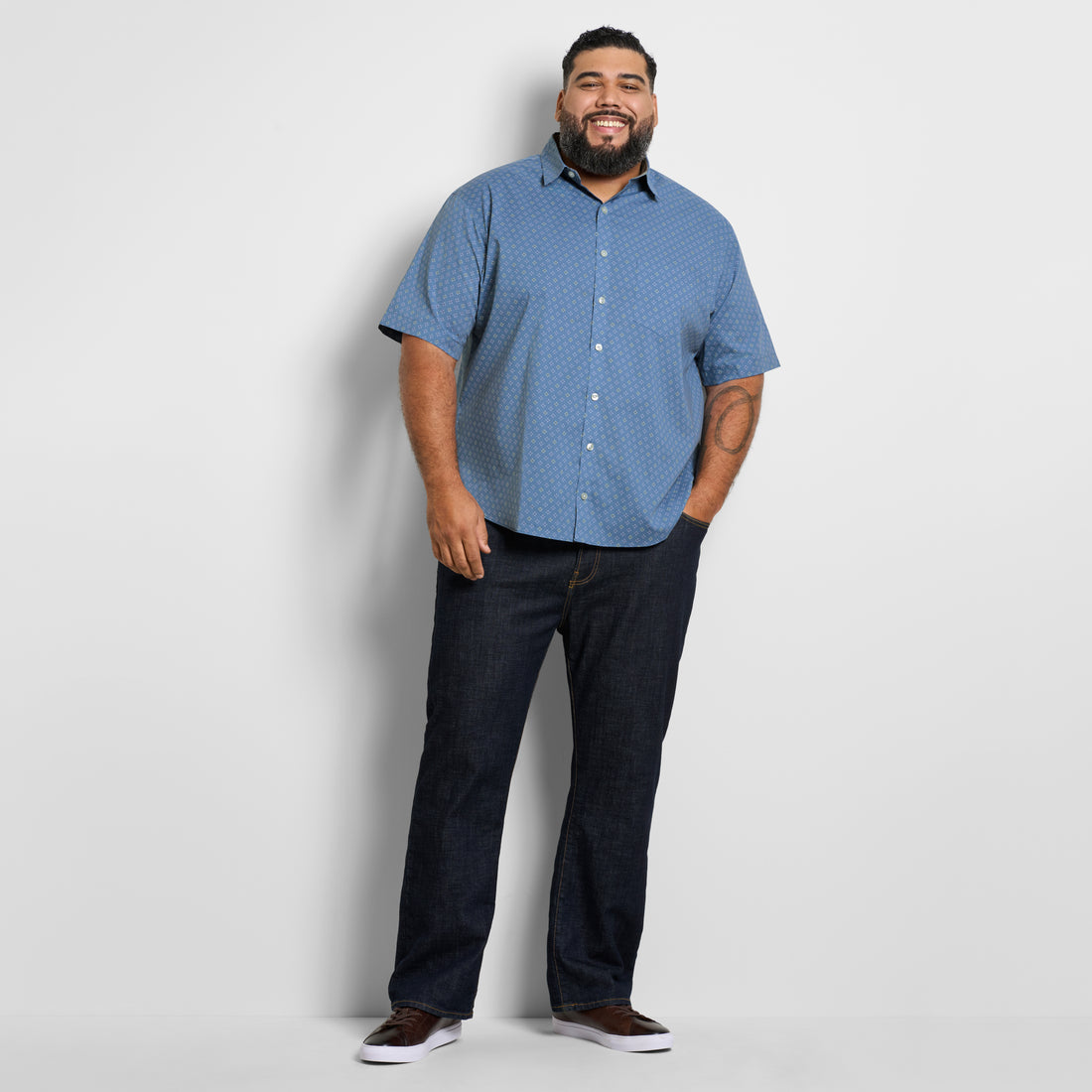 Big &amp; Tall Everyday Defense Stain Shield Printed Short Sleeve Shirt