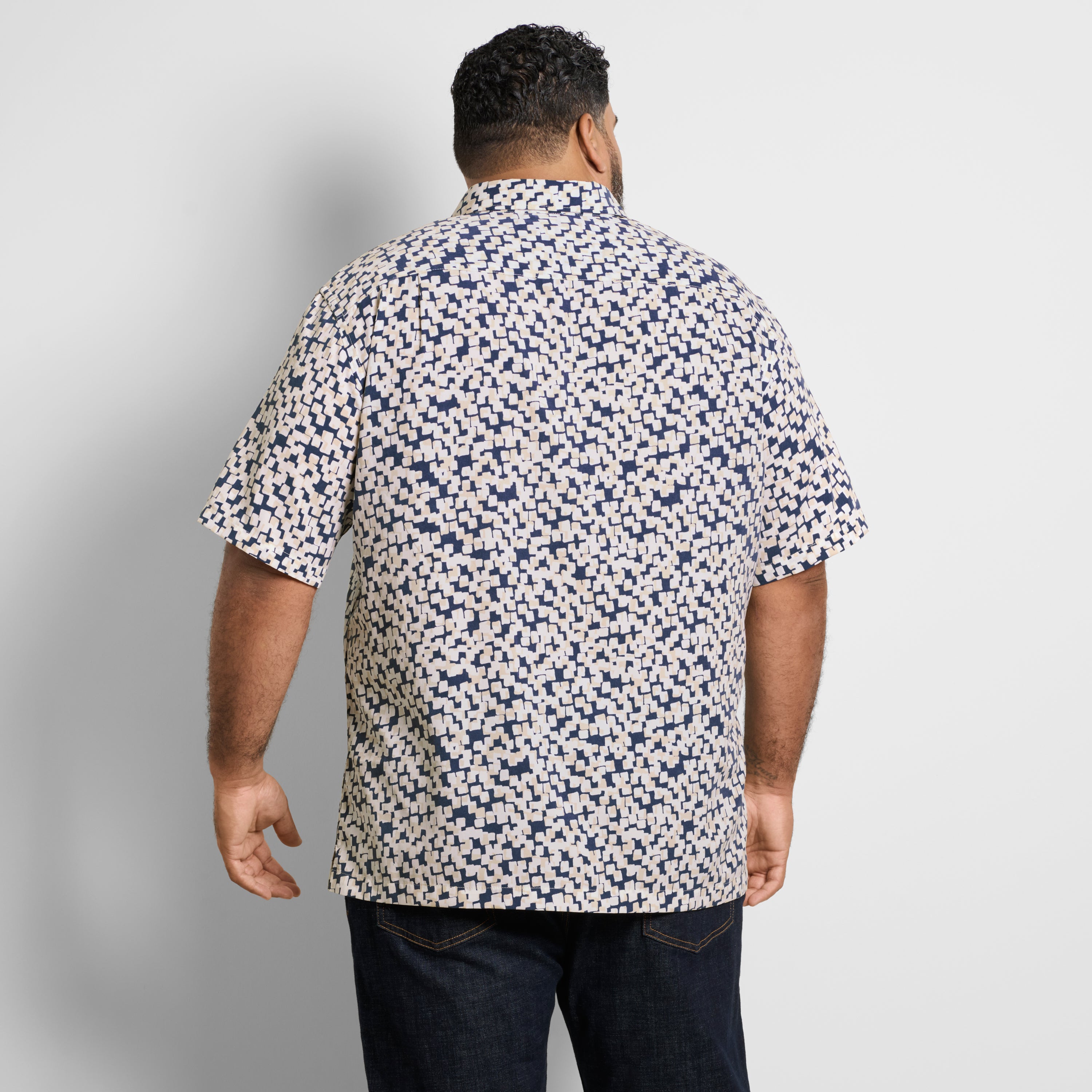 Big &amp; Tall Weekend Short Sleeve Camp Shadow Print Shirt