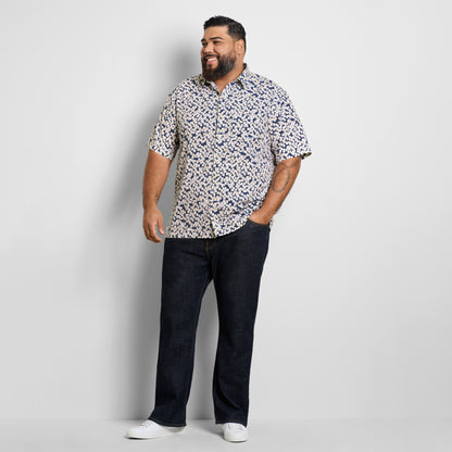 Big &amp; Tall Weekend Short Sleeve Camp Shadow Print Shirt