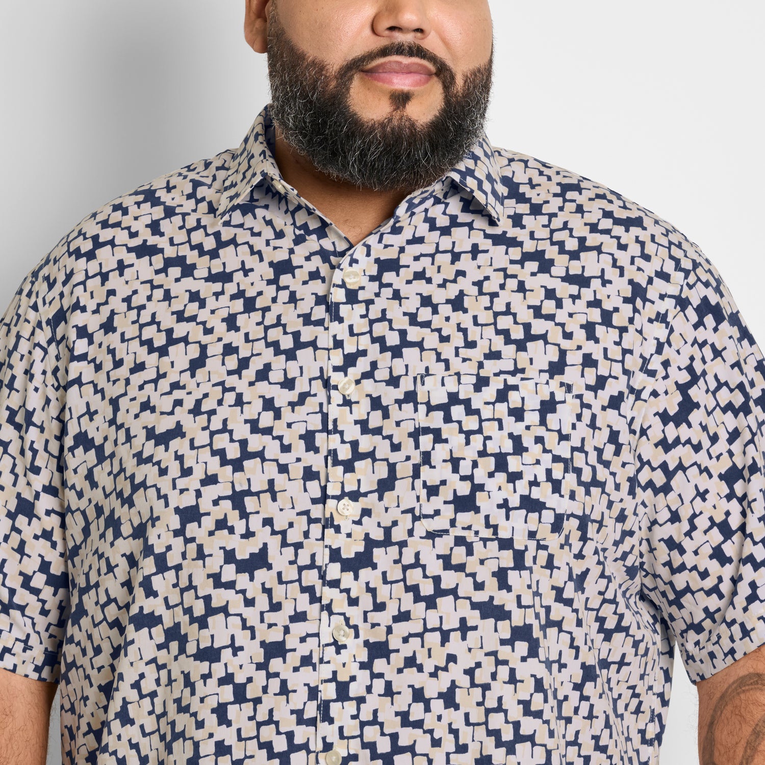 Big &amp; Tall Weekend Short Sleeve Camp Shadow Print Shirt