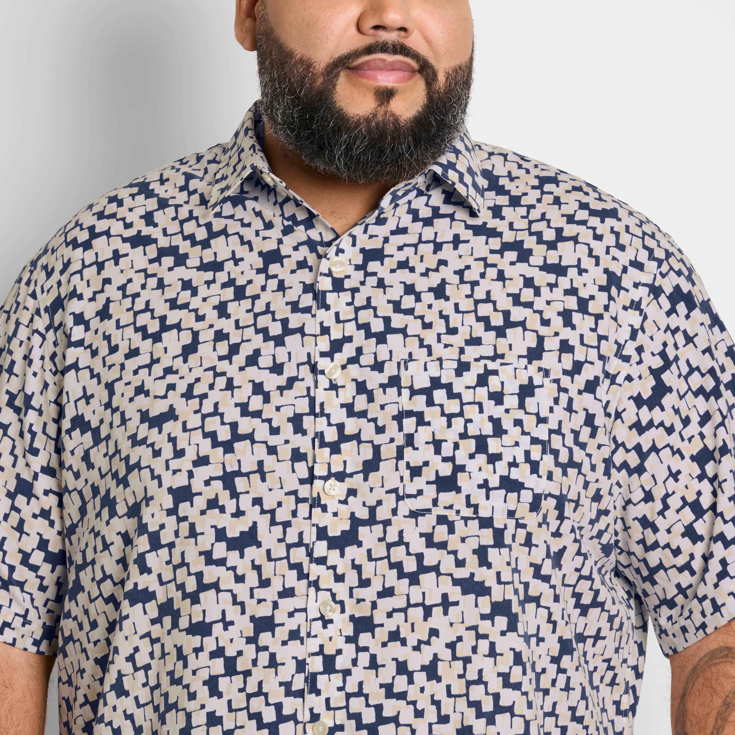 Big &amp; Tall Weekend Short Sleeve Camp Shadow Print Shirt