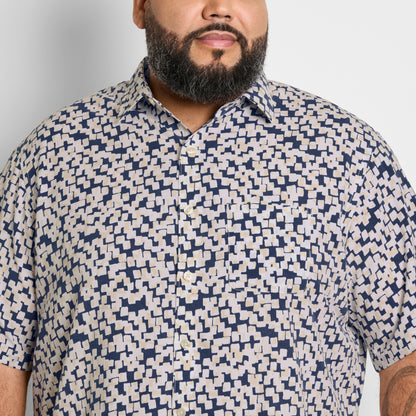 Big &amp; Tall Weekend Short Sleeve Camp Shadow Print Shirt