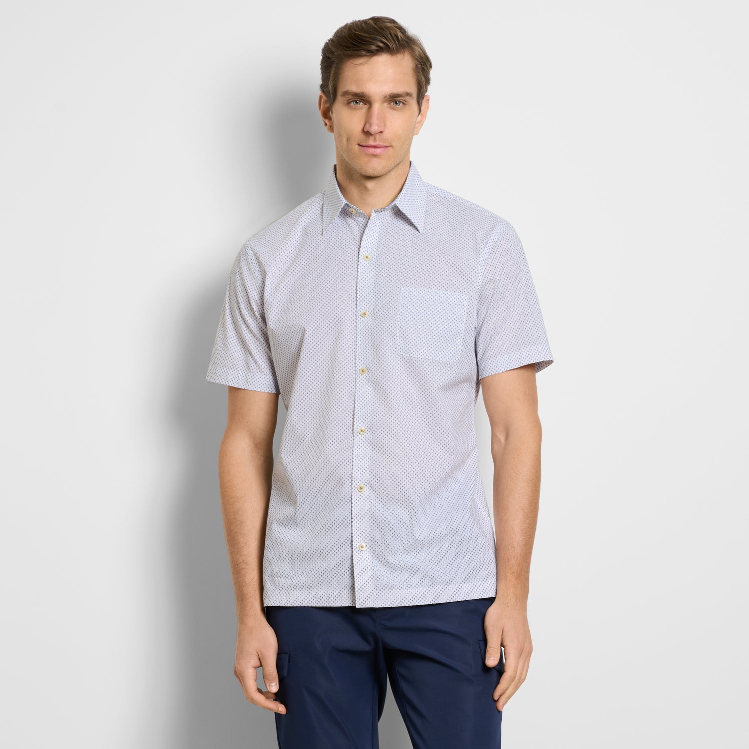 van heusen white dress shirts Van Heusen Men's Originals Printed Short Sleeve Shirt, White, Medium, Cotton