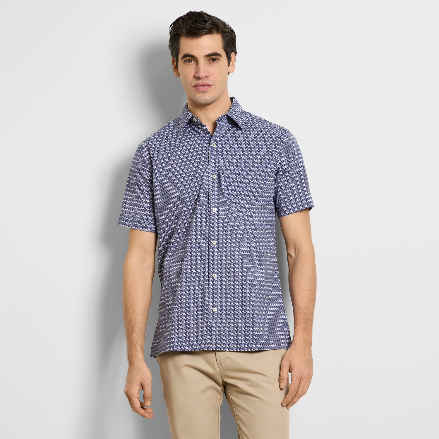 van heusen dress shirts men Men's Classic-Fit Poplin Shirt free shirt allows you to skip the iron when youre getting ready for work in the morning Slim Fit Performance Knit Short