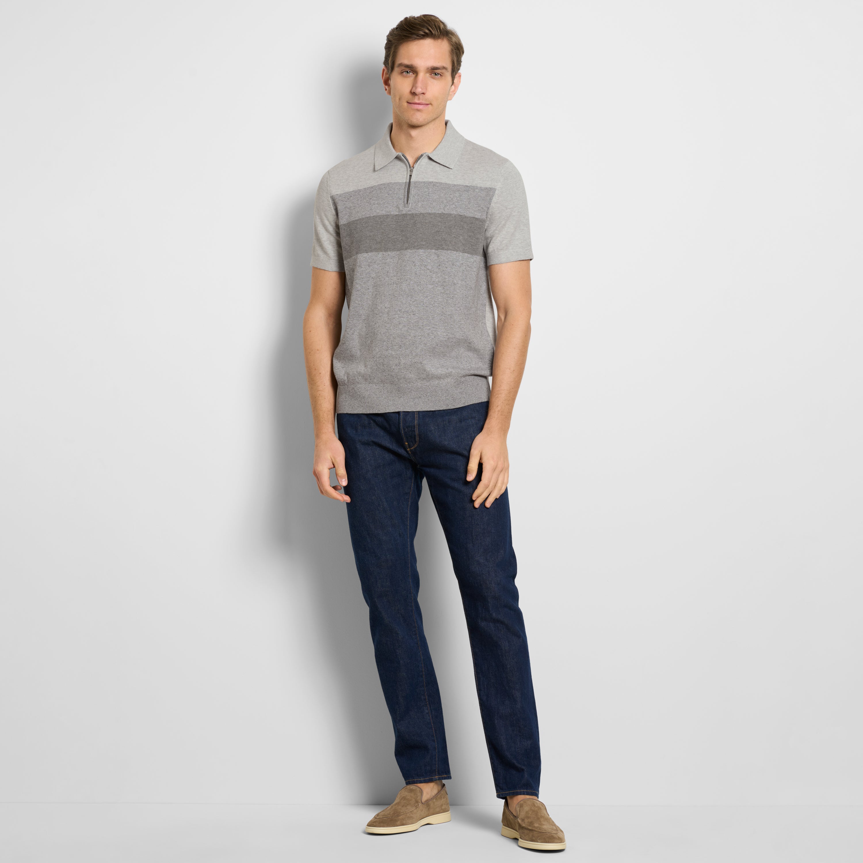 Temp Control Short Sleeve Sweater Zip Polo