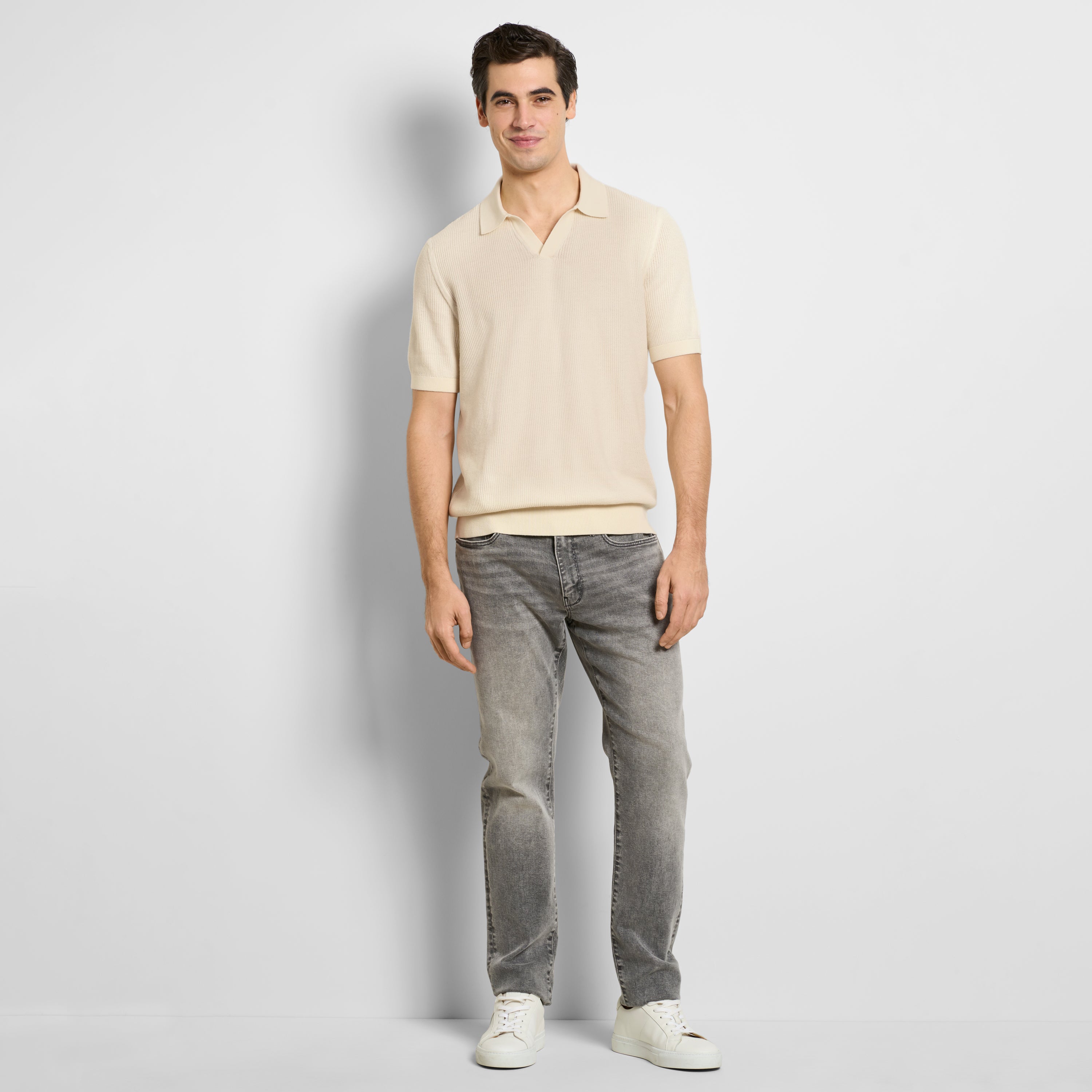 Temp Control Short Sleeve Texture Sweater Polo