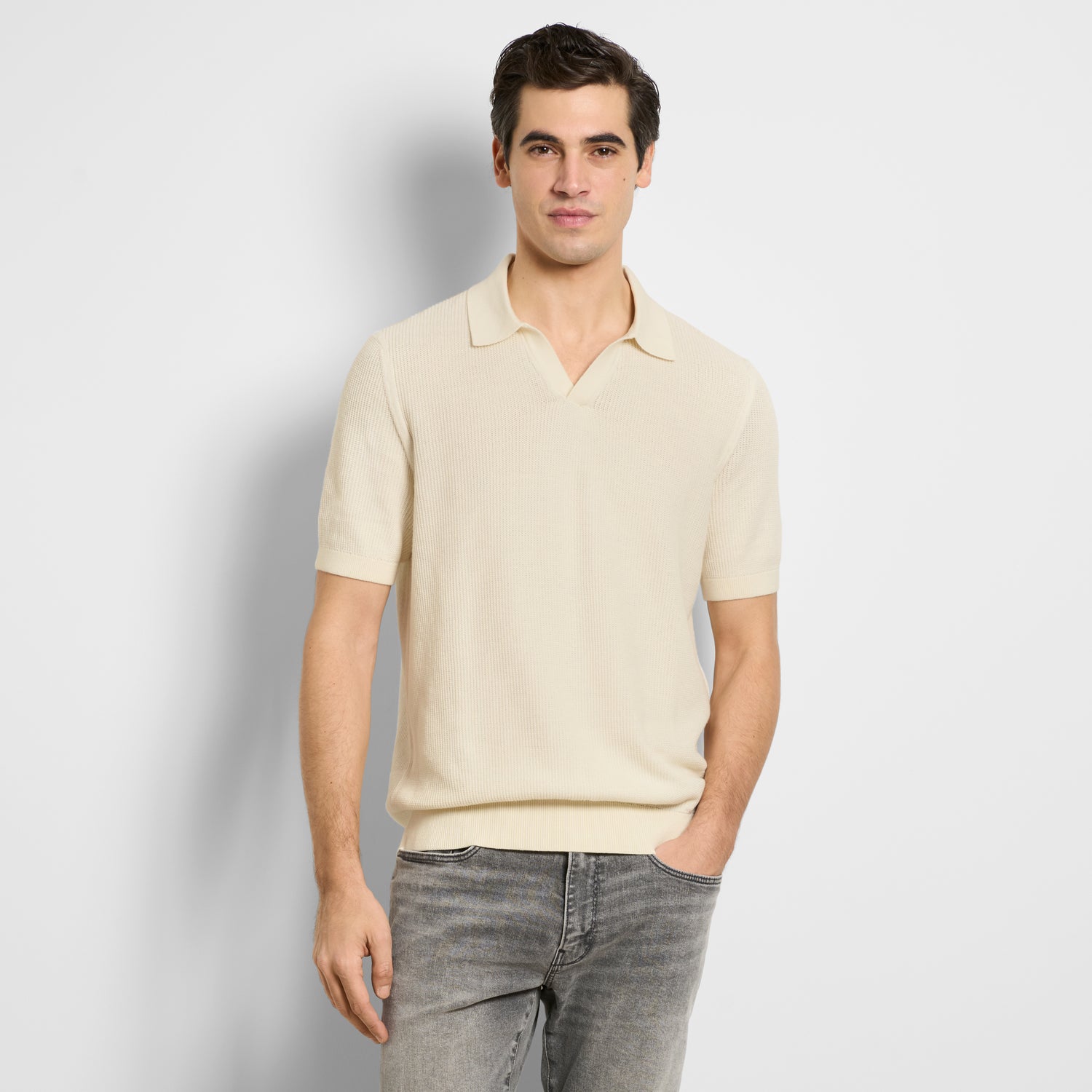 Temp Control Short Sleeve Texture Sweater Polo