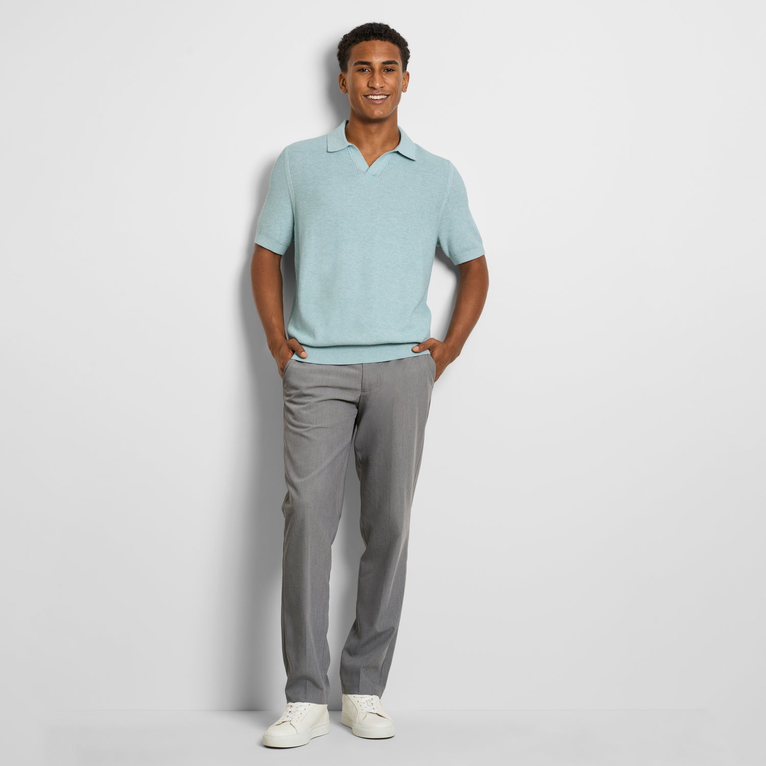 Temp Control Short Sleeve Texture Sweater Polo