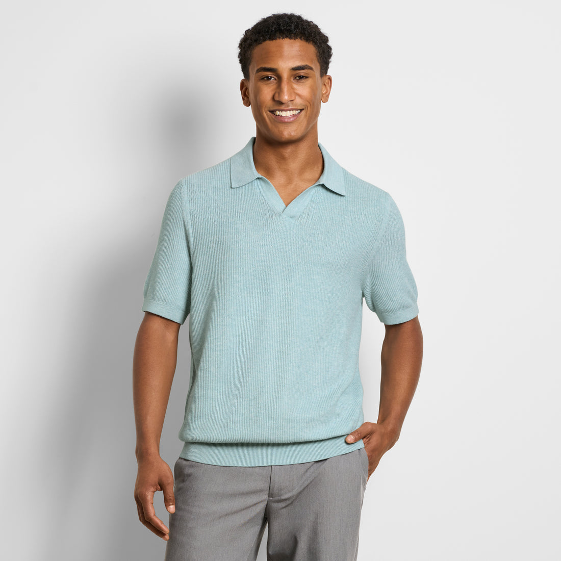 Temp Control Short Sleeve Texture Sweater Polo