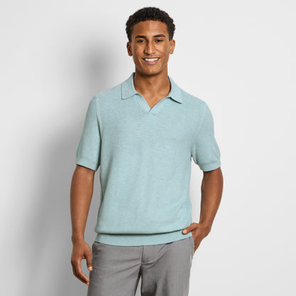 Temp Control Short Sleeve Texture Sweater Polo