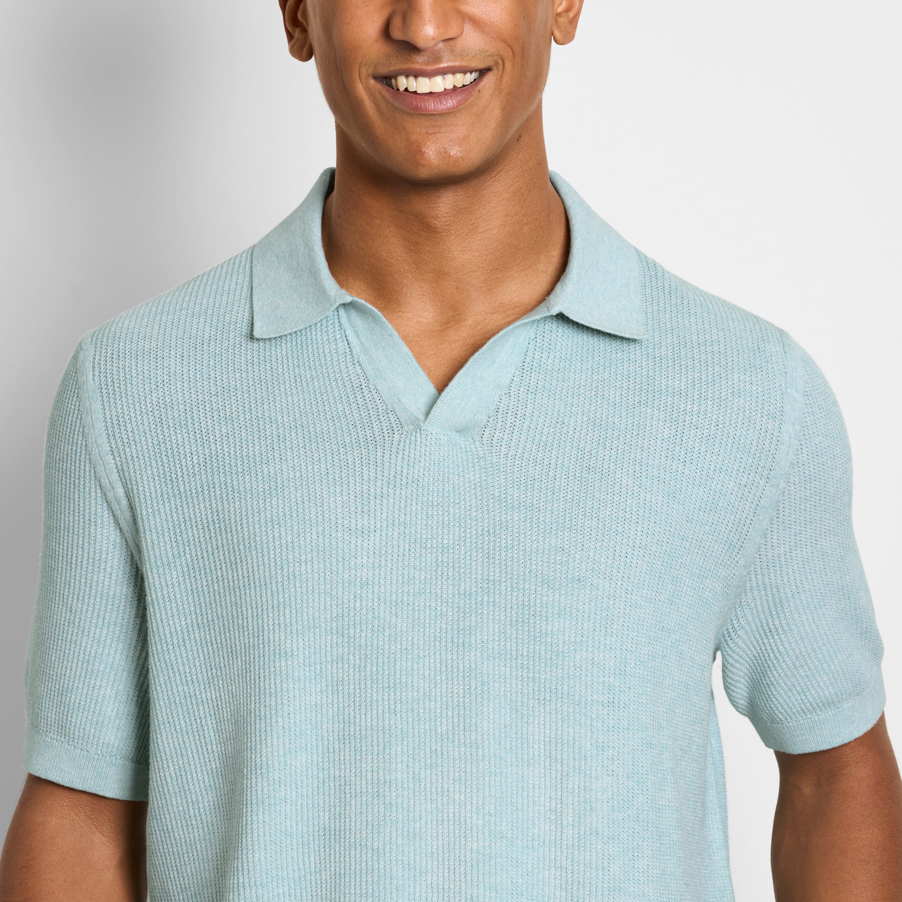 Temp Control Short Sleeve Texture Sweater Polo – Van Heusen