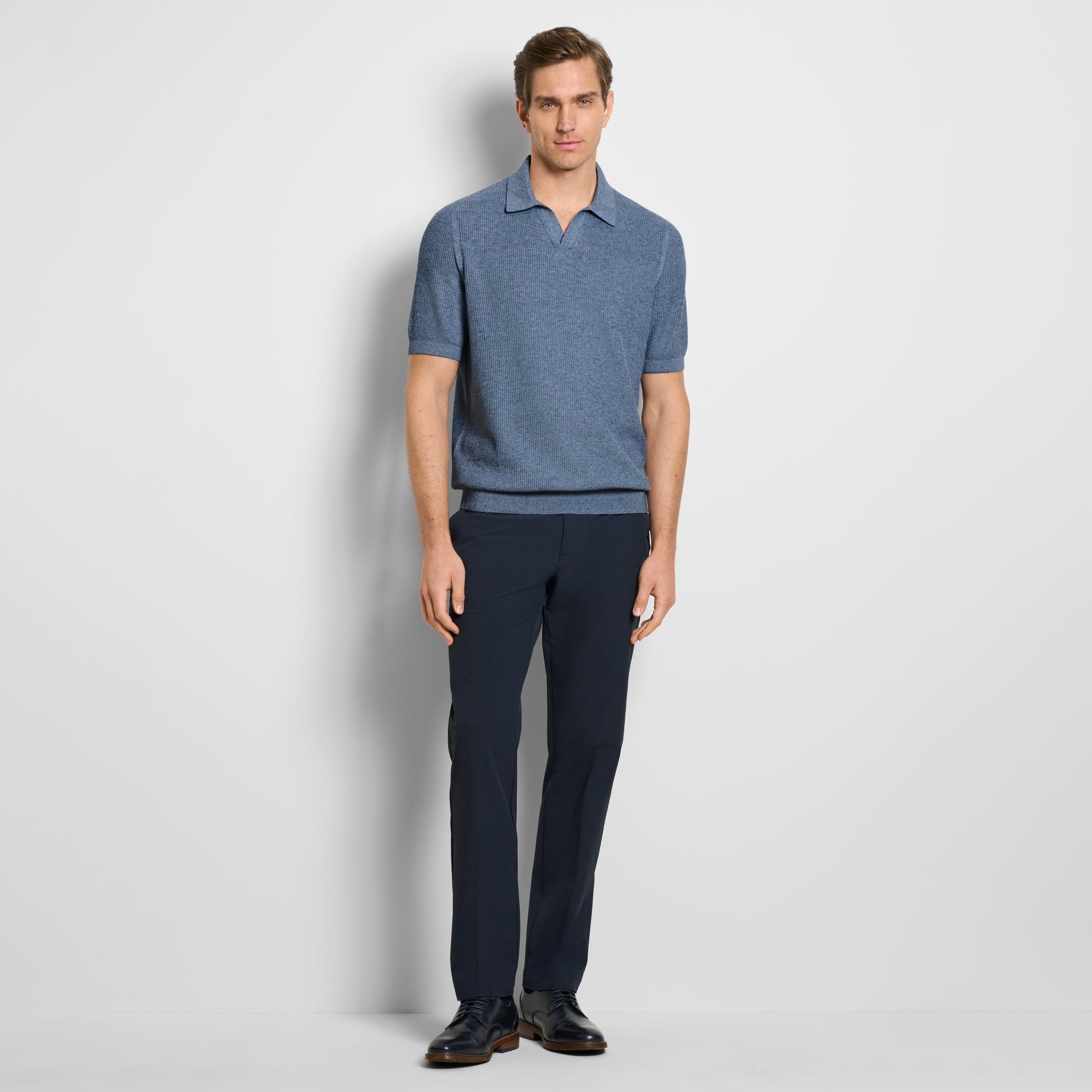 Temp Control Short Sleeve Texture Sweater Polo