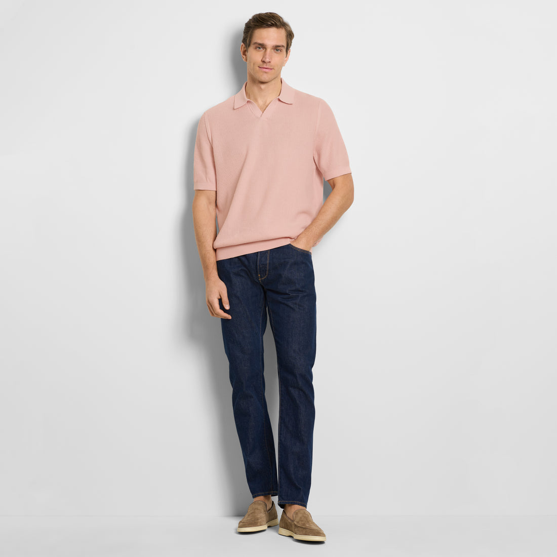 Temp Control Short Sleeve Texture Sweater Polo