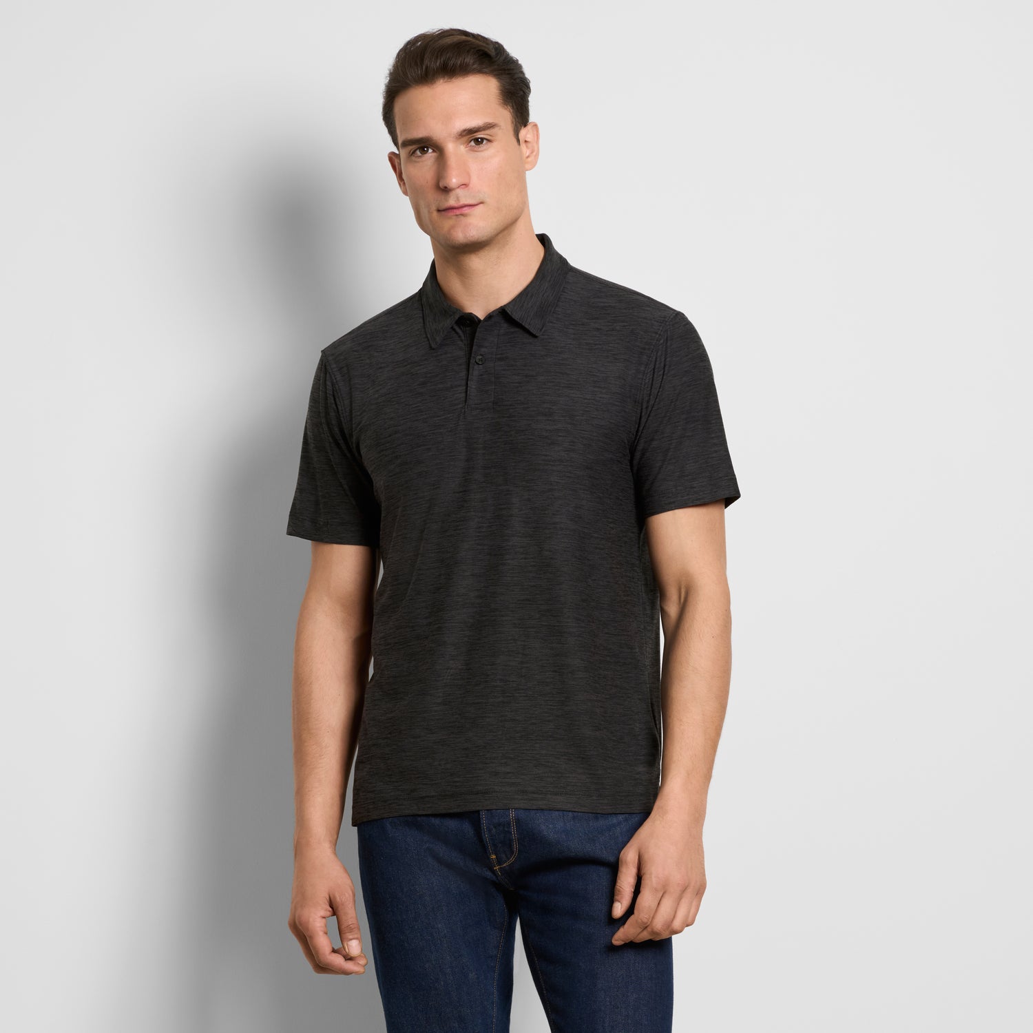 Space Dyed Jersey Short Sleeve Button Polo