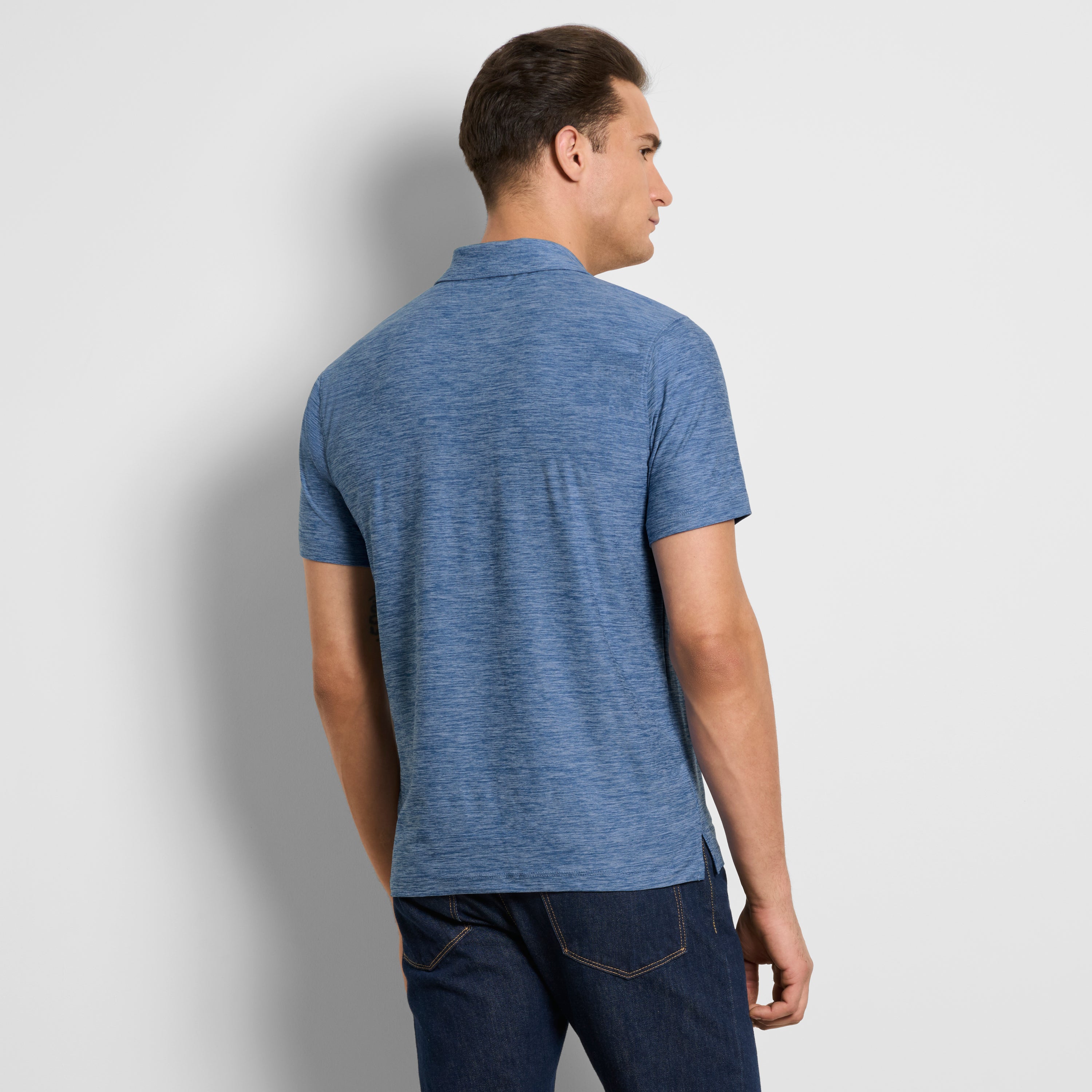 Space Dyed Jersey Short Sleeve Button Polo