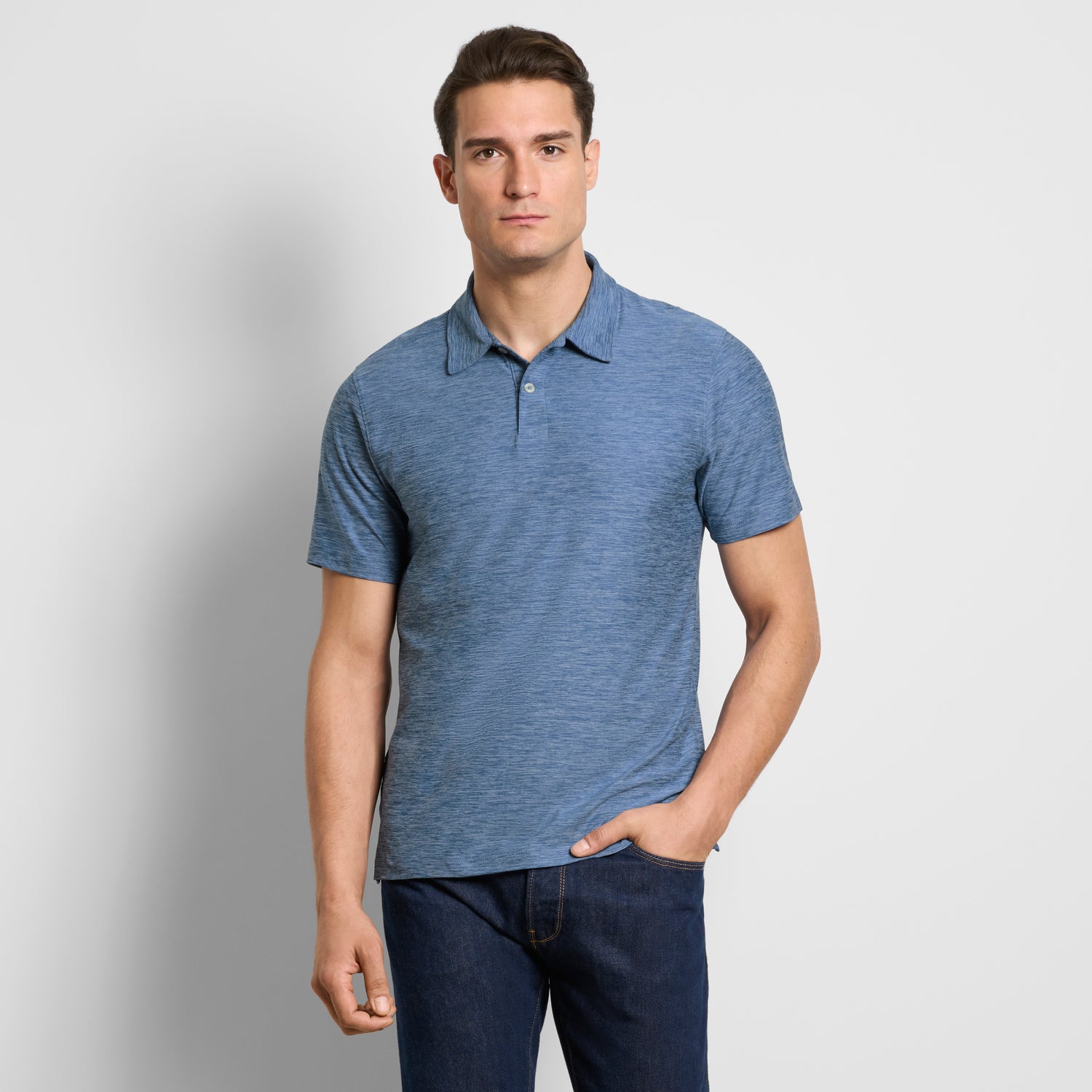Space Dyed Jersey Short Sleeve Button Polo