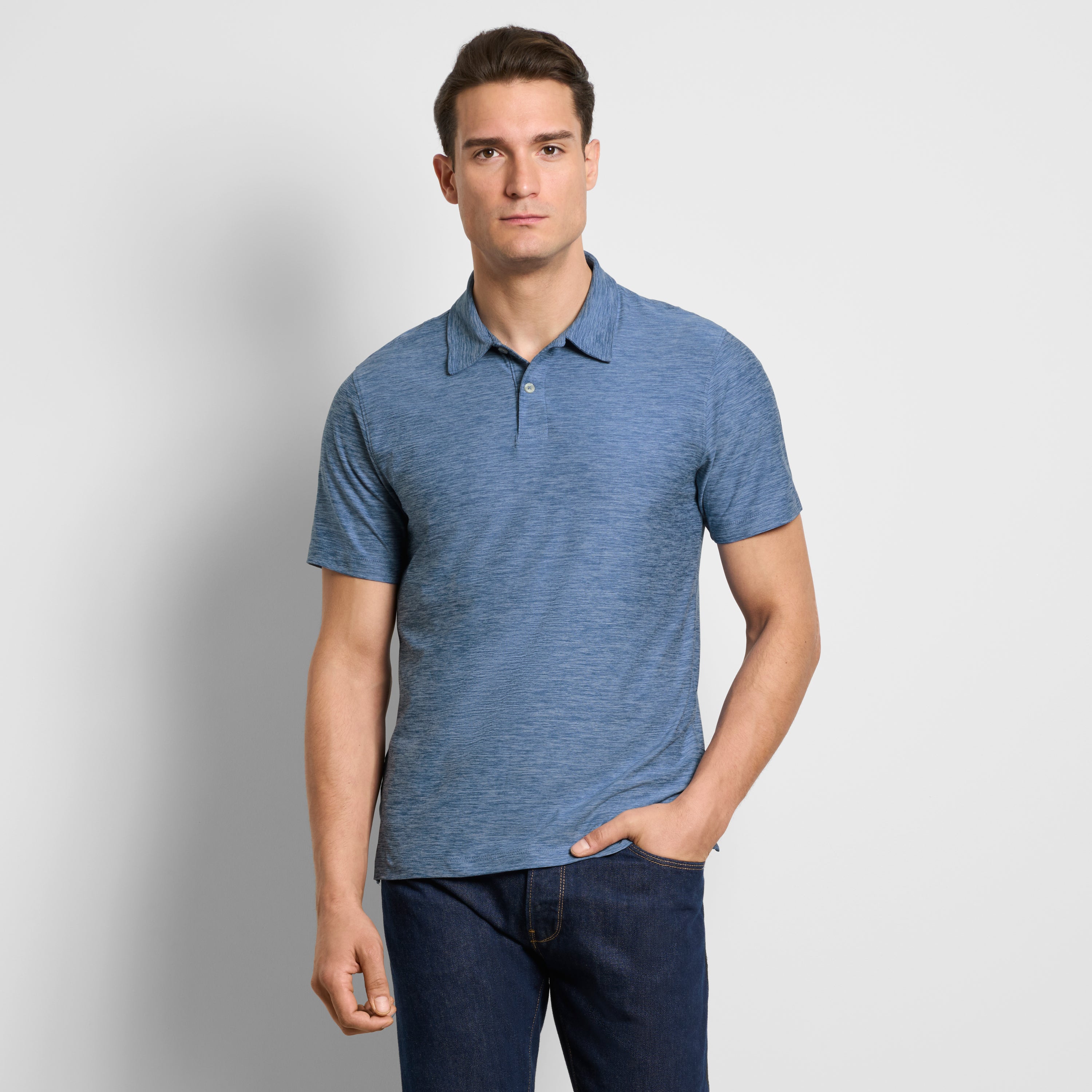 Space Dyed Jersey Short Sleeve Button Polo