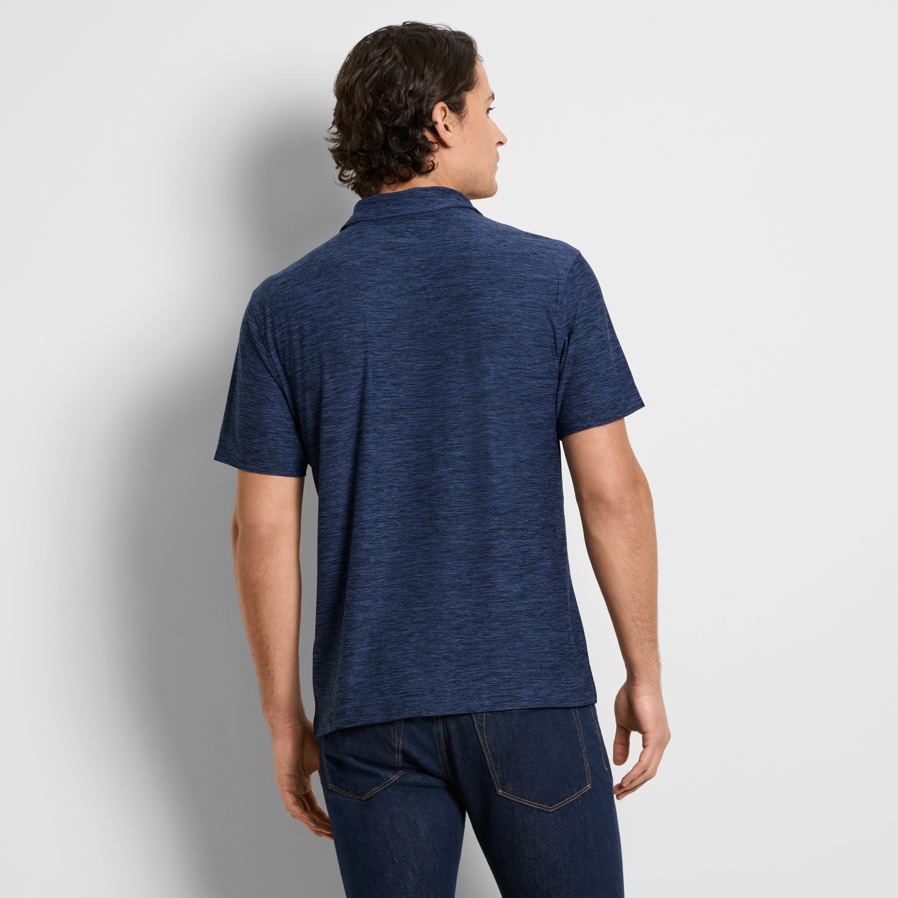 Space Dyed Jersey Short Sleeve Button Polo