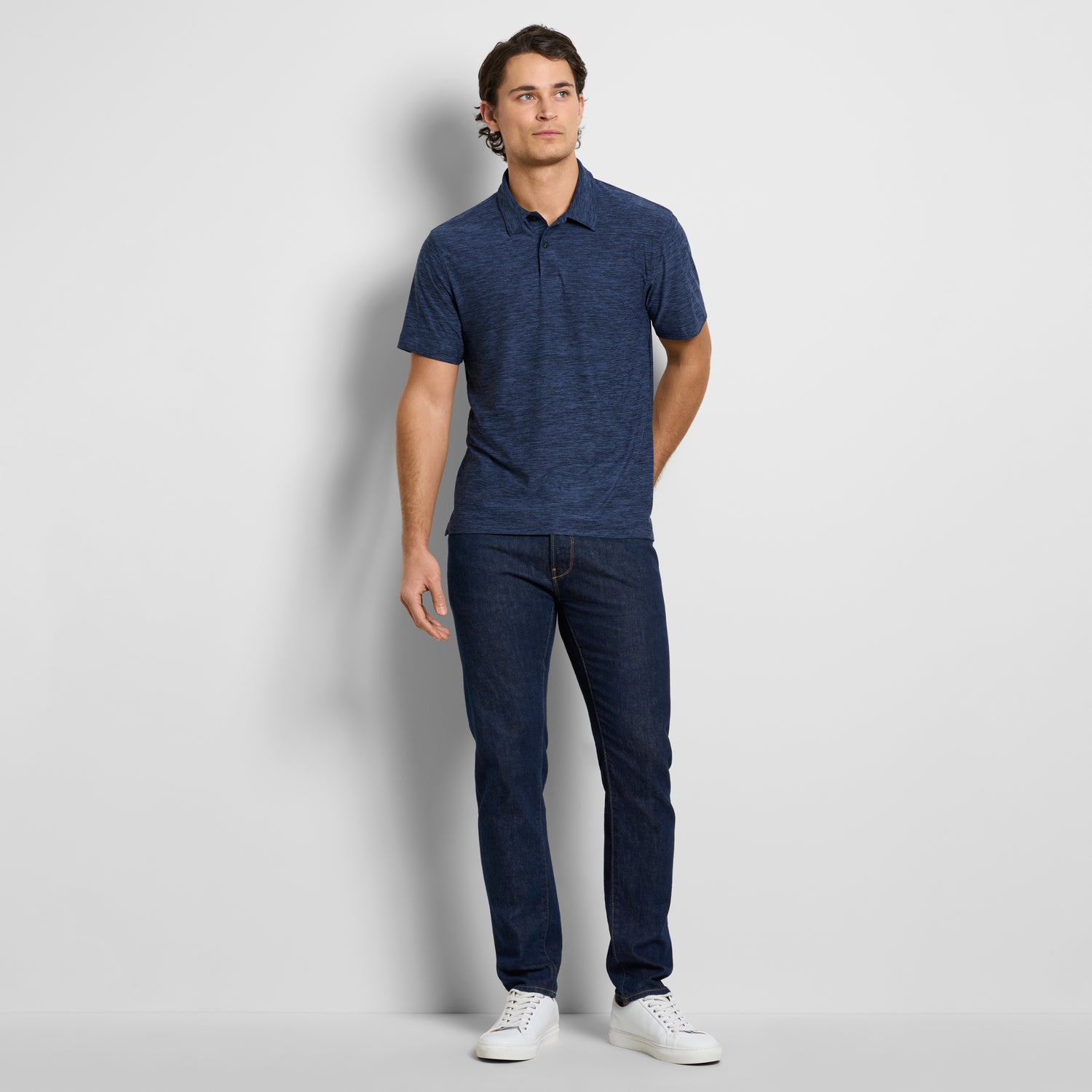 Space Dyed Jersey Short Sleeve Button Polo