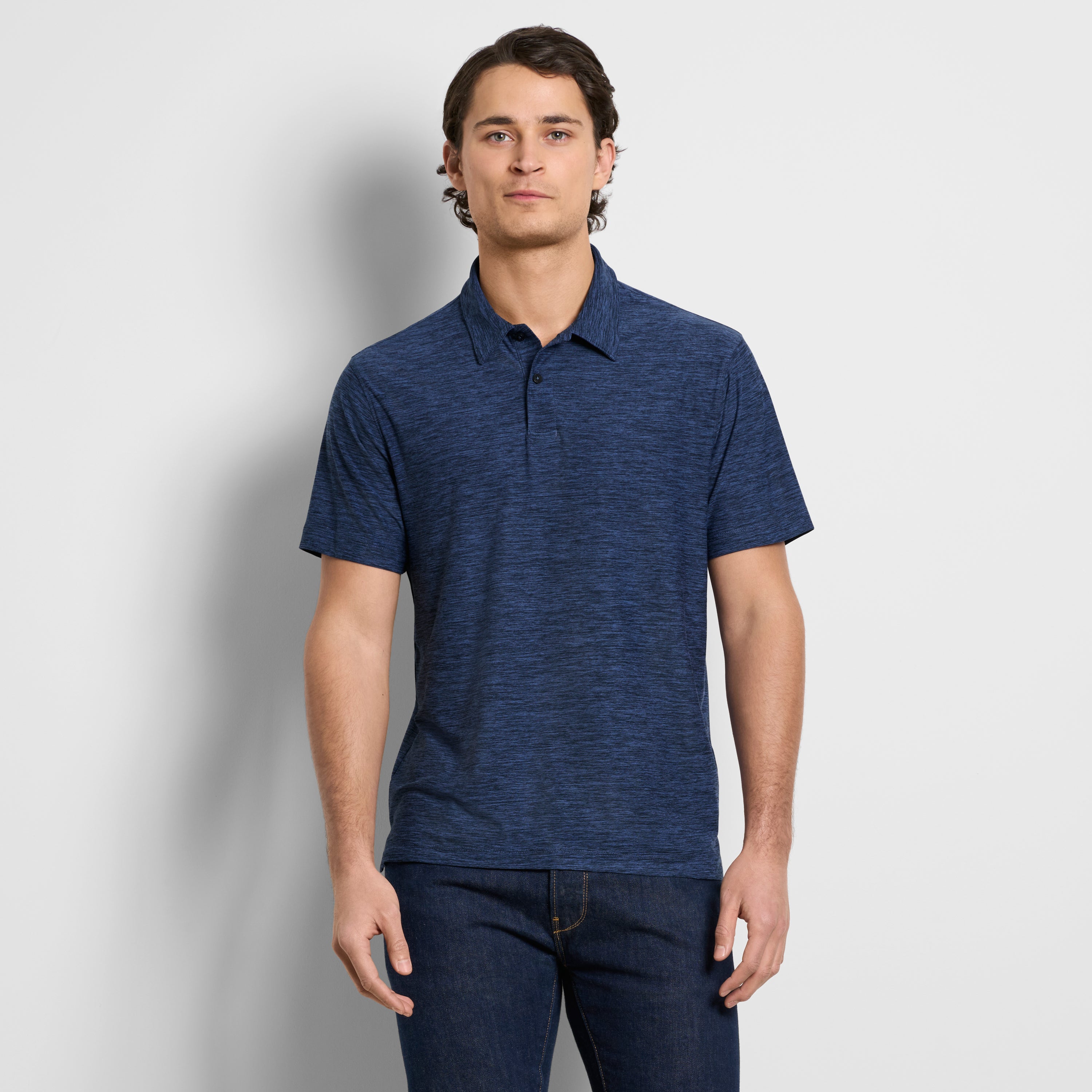 Space Dyed Jersey Short Sleeve Button Polo