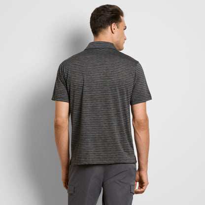 Space Dye Stripe Short Sleeve Button Polo