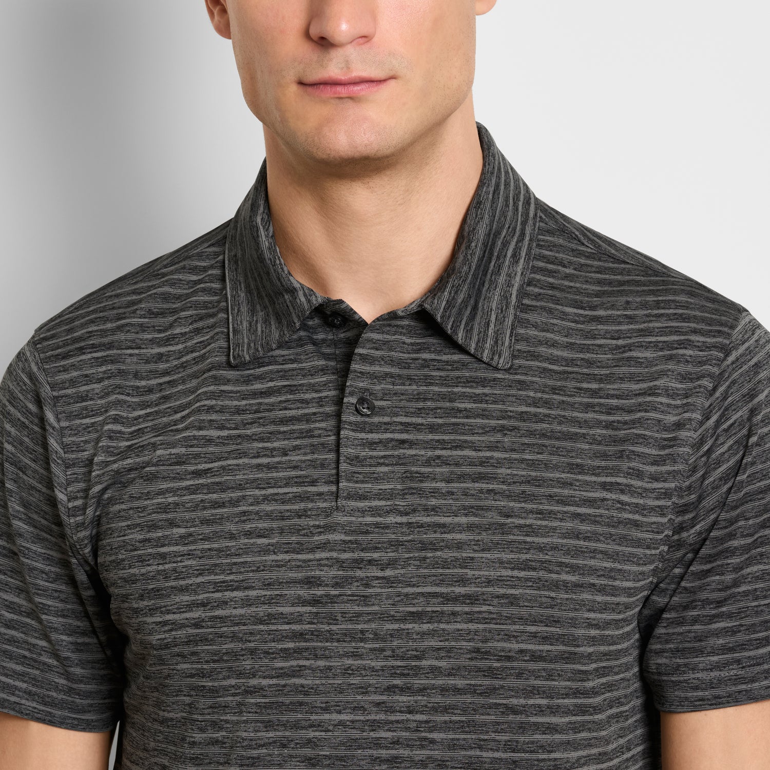 Space Dye Stripe Short Sleeve Button Polo