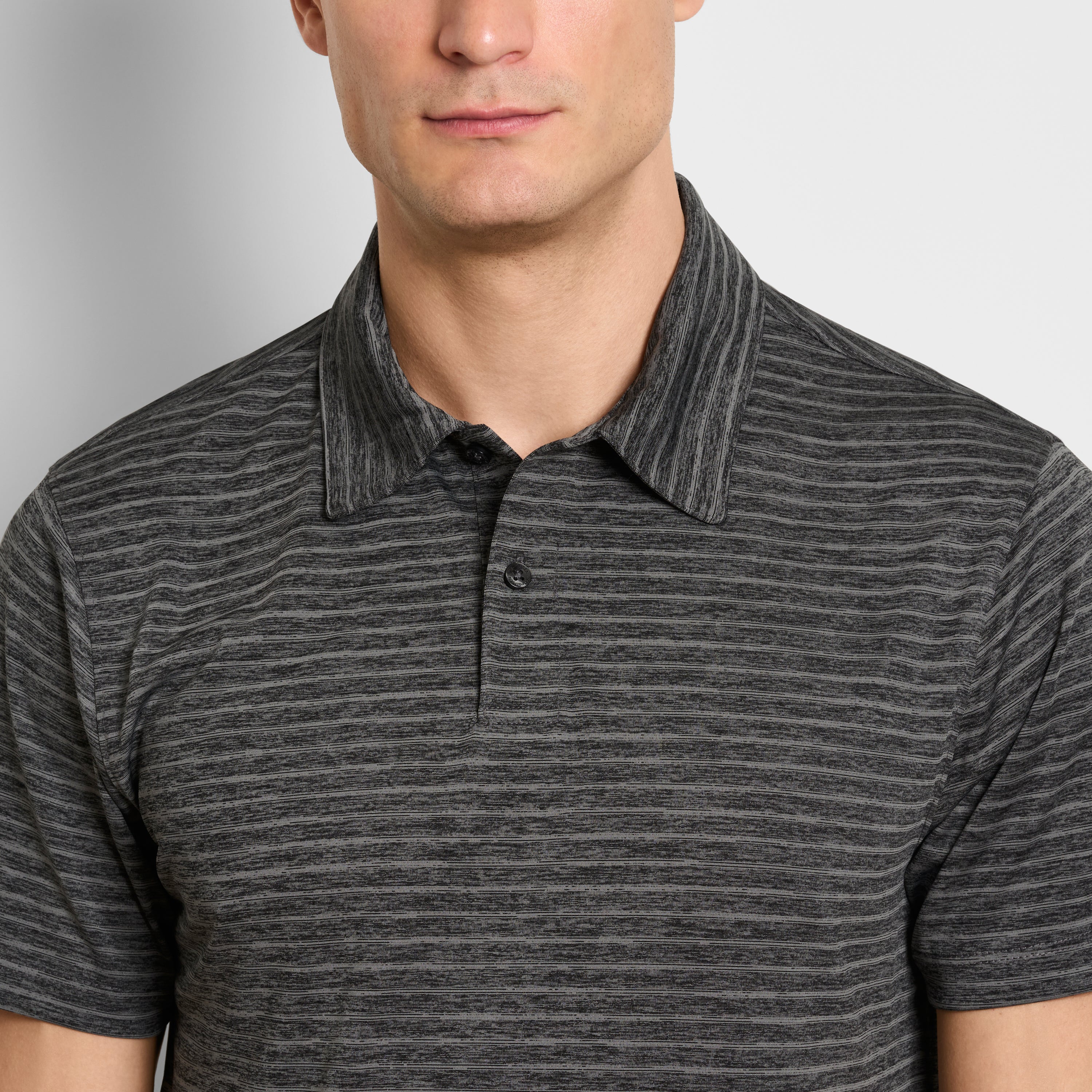 Space Dye Stripe Short Sleeve Button Polo