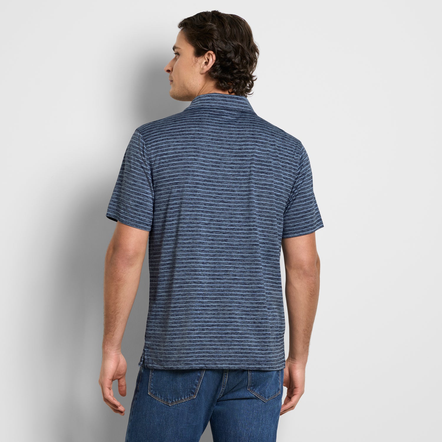 Space Dye Stripe Short Sleeve Button Polo