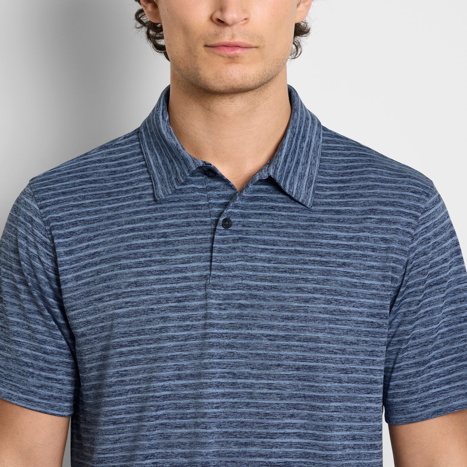 Space Dye Stripe Short Sleeve Button Polo