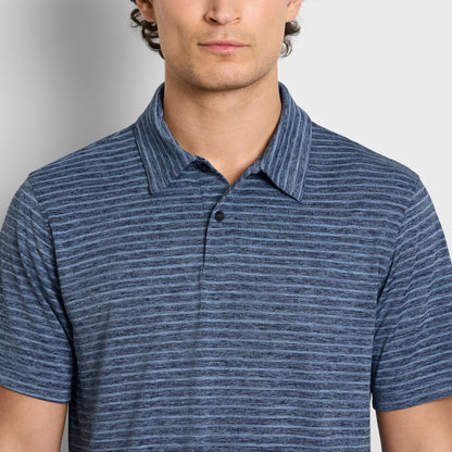 Space Dye Stripe Short Sleeve Button Polo