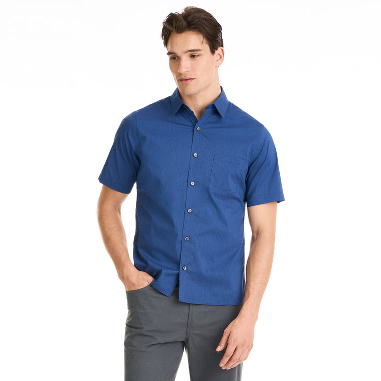 Performance Knit Short Sleeve Shirt Solid Button Down - Slim Fit