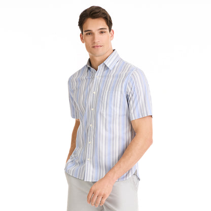 Essential Stain Shield Multi Stripe Print Short Sleeve Shirt - Slim Fit
