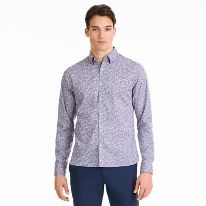 Essential Stain Shield Ditsy Floral Print Woven Long Sleeve Shirt - Slim Fit