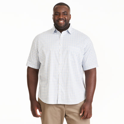 Essential Stain Shield Vertical Plaid Woven Short Sleeve Shirt - Big &amp; Tall