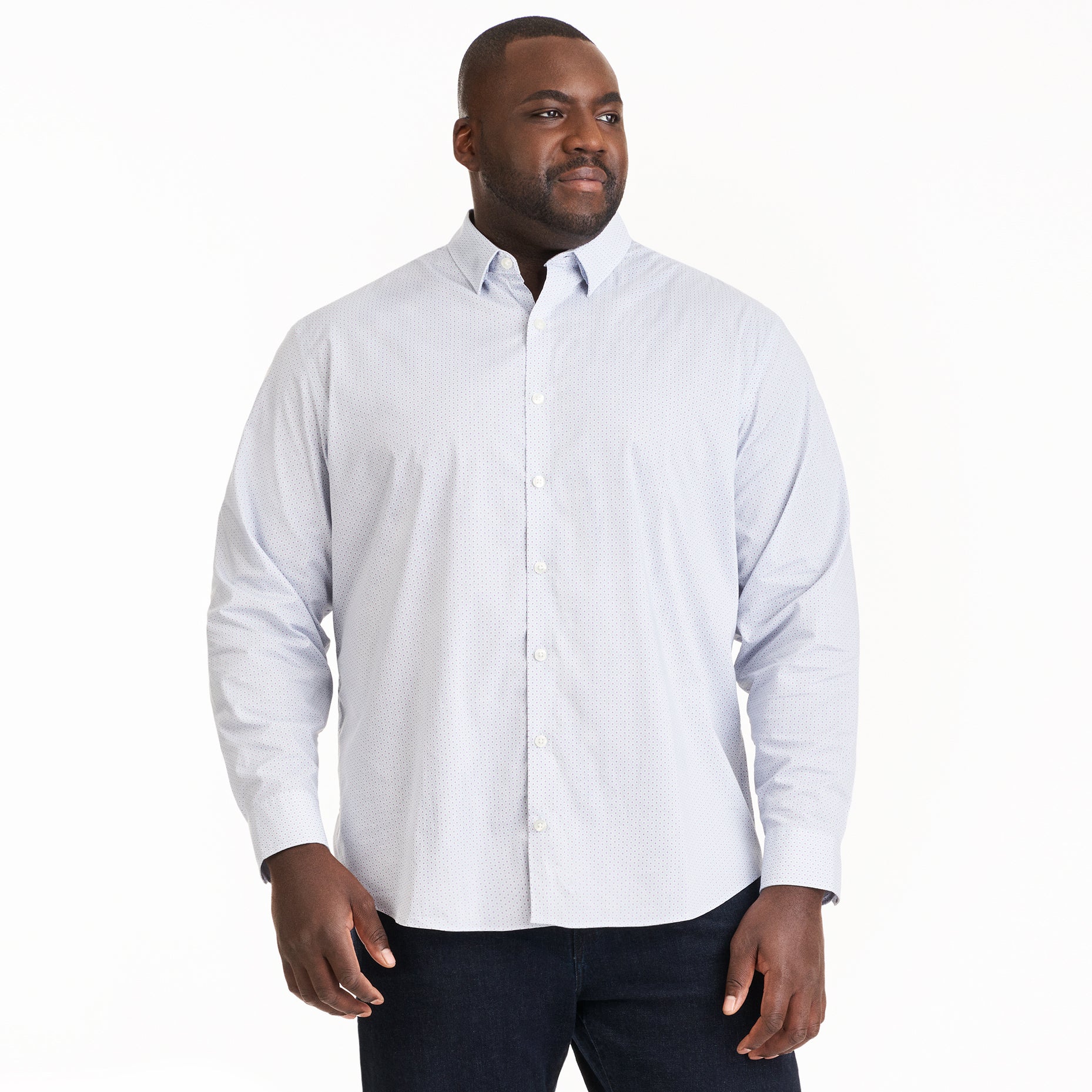 Essential Stain Shield Geo Print Woven Long Sleeve Shirt - Big &amp; Tall