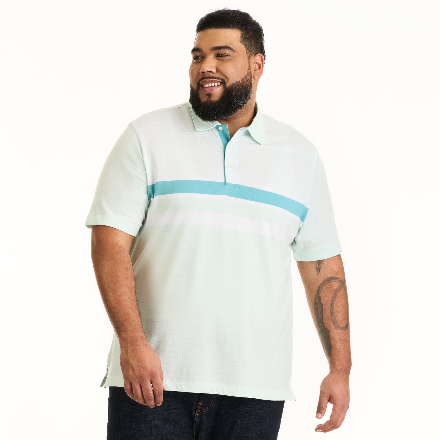 Essential Multi Stripe Cotton Jersey Short Sleeve Polo - Big &amp; Tall