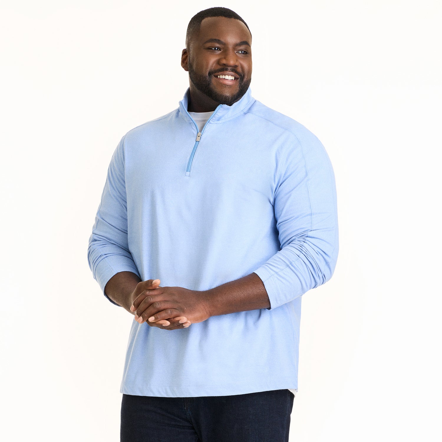 Essential Two-Tone Quarter Zip Pullover - Big &amp; Tall