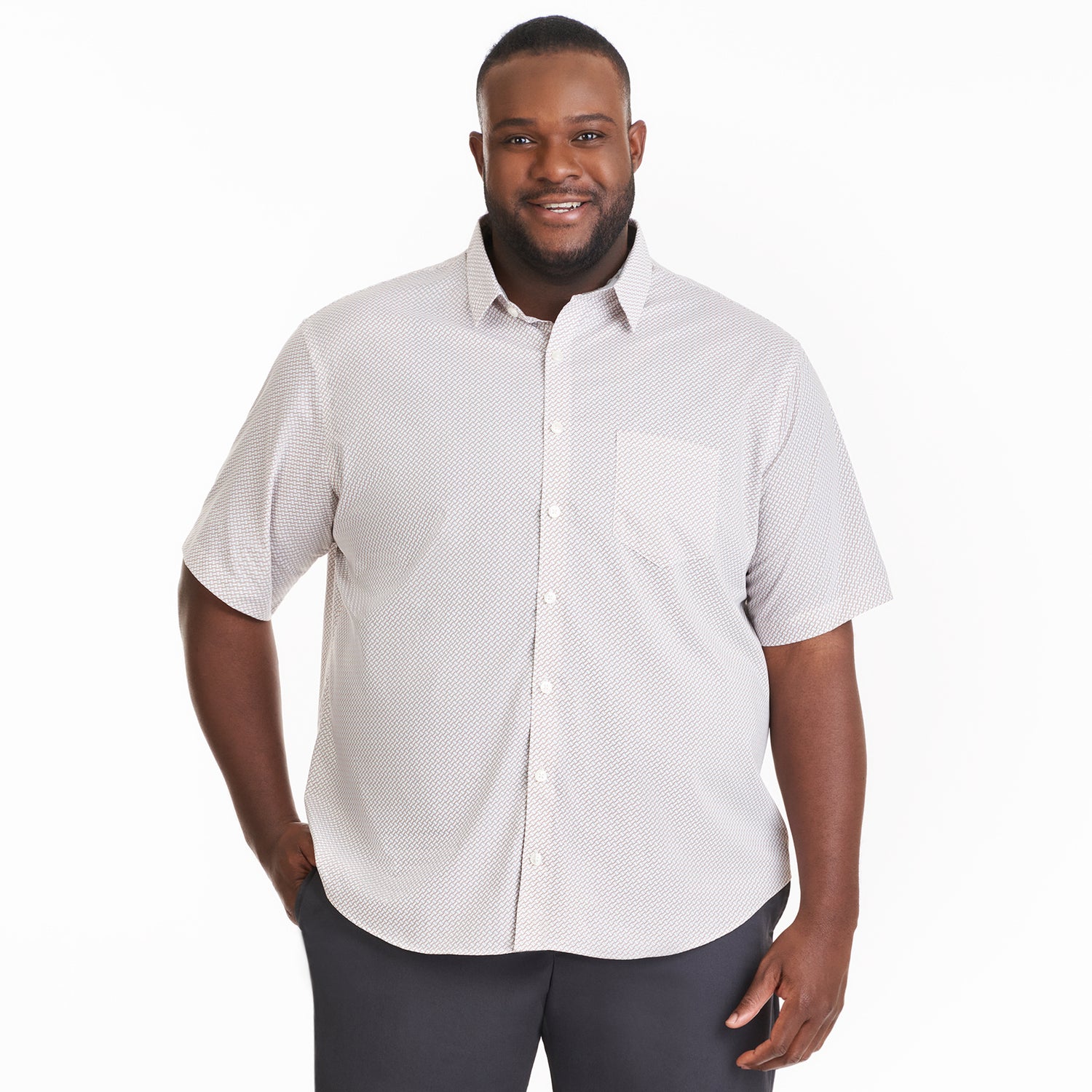Essential Stain Shield Woven All Over Print Short Sleeve Shirt - Big &amp; Tall