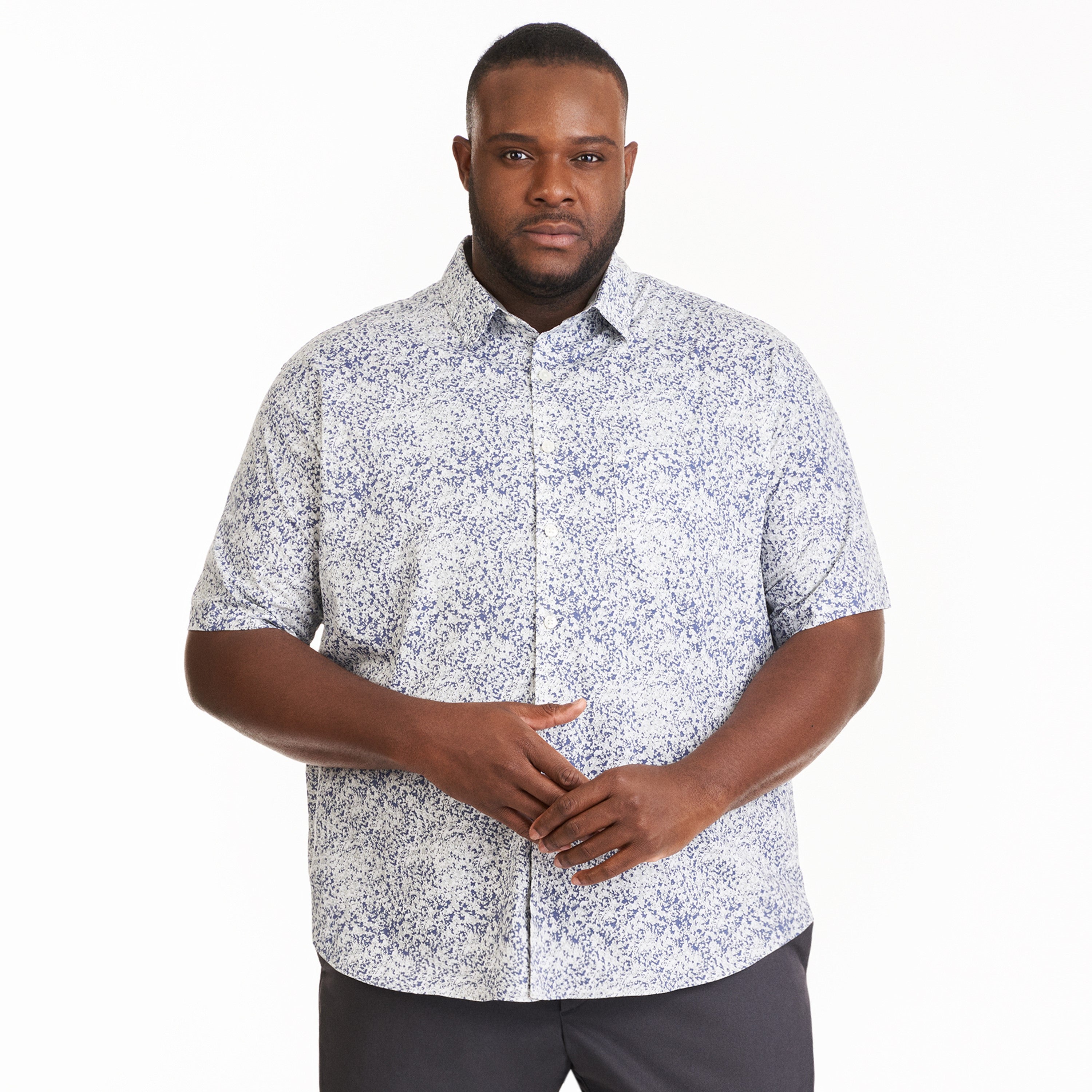 Essential Stain Shield Camo Print Woven Short Sleeve Shirt - Big &amp; Tall