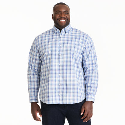 Essential Stain Shield Ombre Plaid Woven Long Sleeve Shirt - Big &amp; Tall