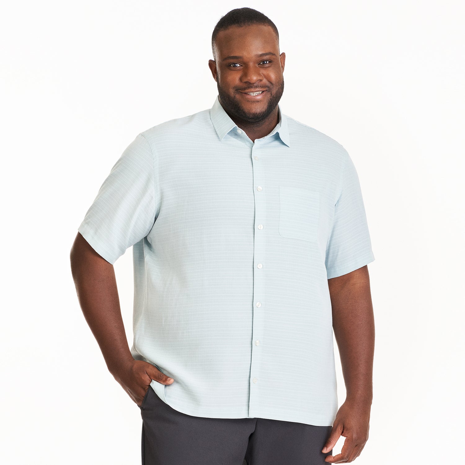 Weekend Cross Dye Texture Plaid Short Sleeve Shirt - Big &amp; Tall