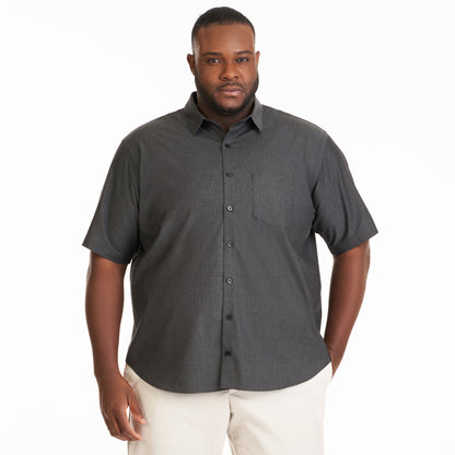 Essential Stain Shield Twill Chambray Short Sleeve Shirt - Big &amp; Tall