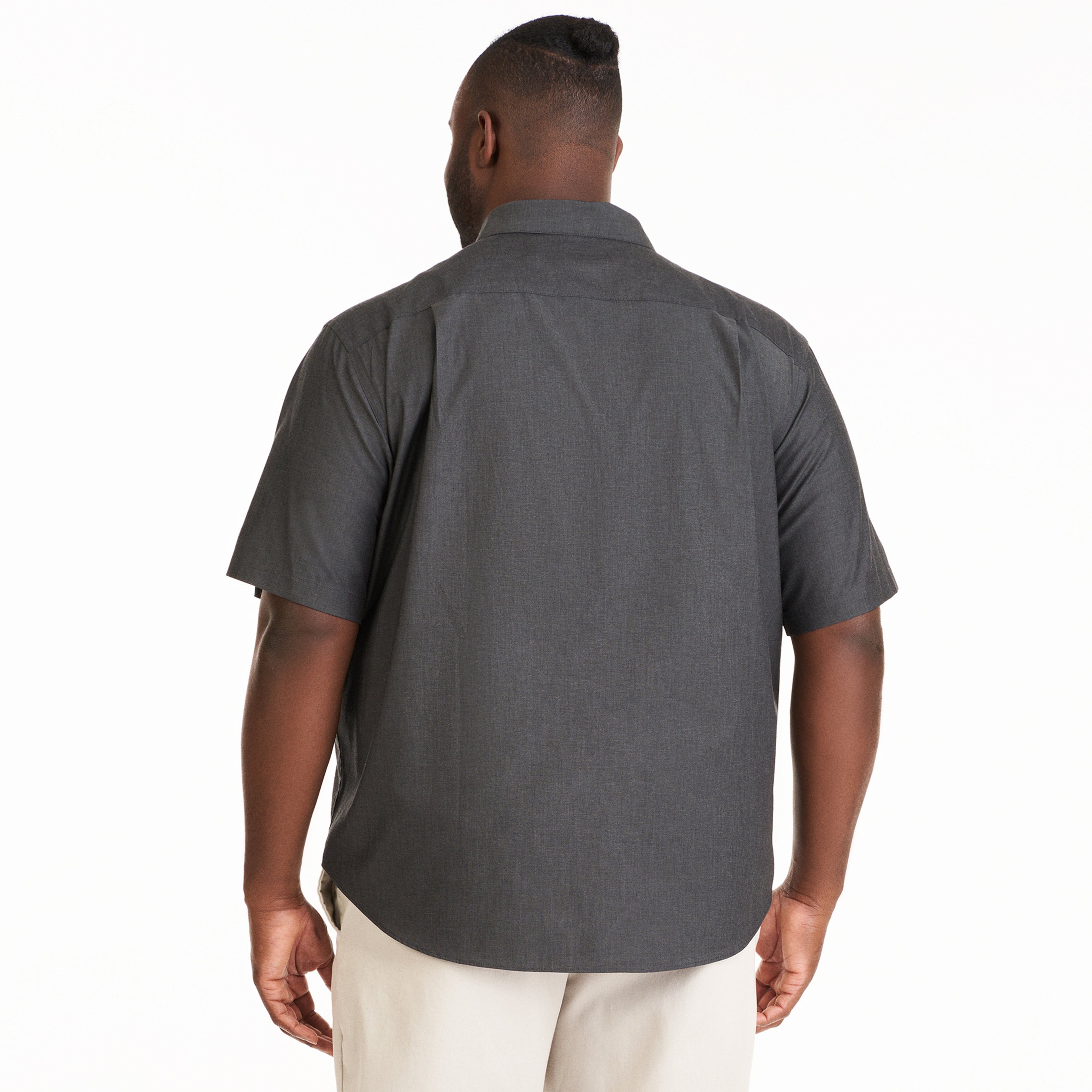 Essential Stain Shield Twill Chambray Short Sleeve Shirt - Big &amp; Tall