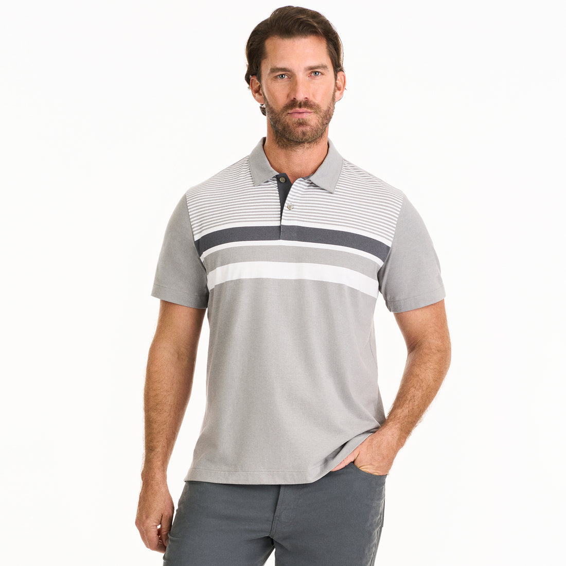 Essential Multi Stripe Cotton Jersey Short Sleeve Polo