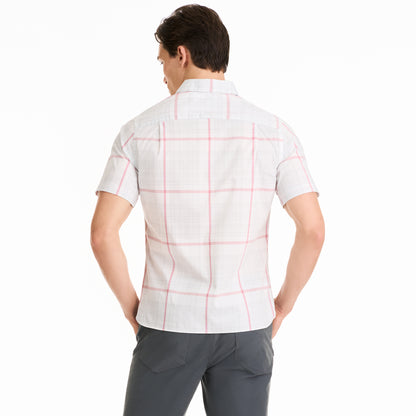 Essential Stain Shield Plaid Print Short Sleeve Shirt - Slim Fit