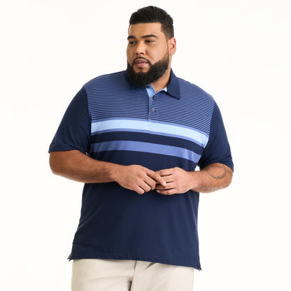 Essential Multi Stripe Cotton Jersey Short Sleeve Polo - Big &amp; Tall